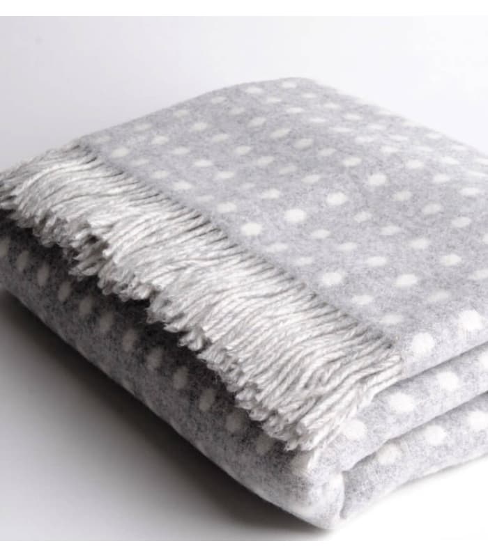 Plaid Mérinos Gris à Pois