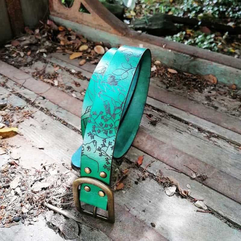 Ceinture cuir BESTIAIRE - Vert malachite 100 cm