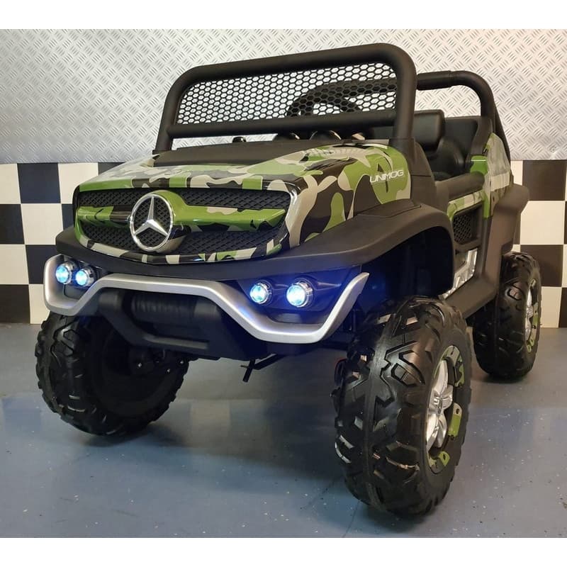 Mercedes Unimog 4x4 Electrique 12 Volts, look camouflage avec télécommande parentale