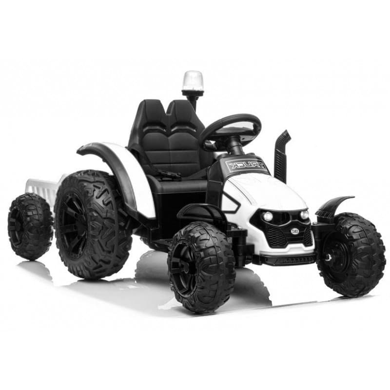 Tracteur Electrique Pour enfant 12 Volts Blanc avec remorque