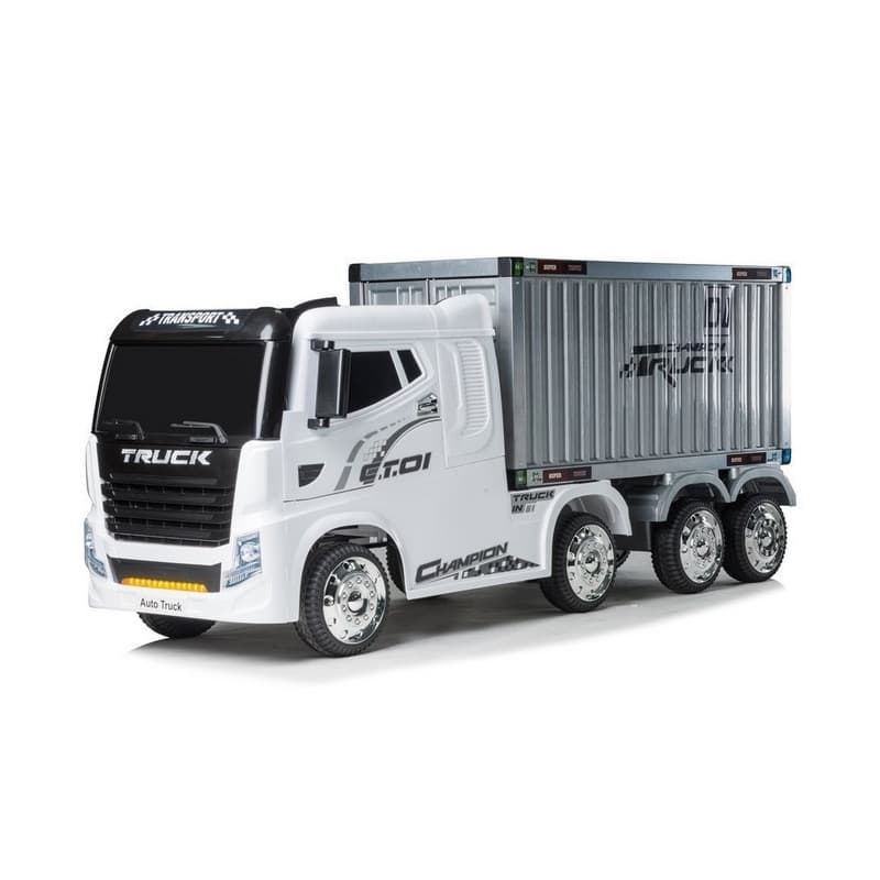 Camion container blanc, Electrique 12 volts pour enfant, fonction RC