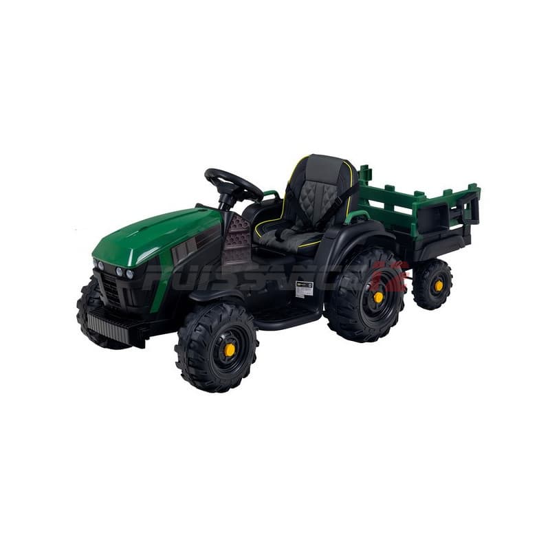 Tracteur Electrique avec remorque, 12 Volts, ceinture, télécommande parentale Rouge