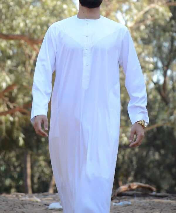 Qamis Emirati Blanc Satiné