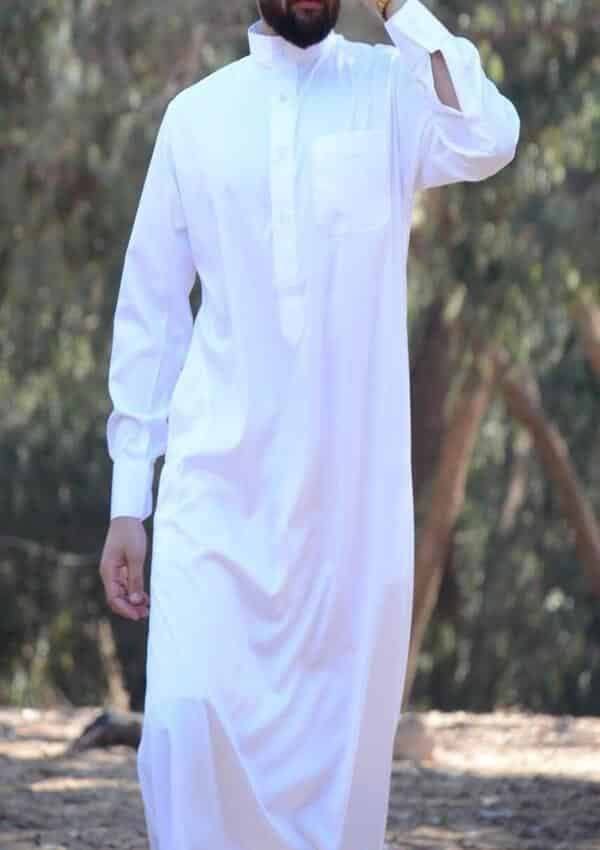 Qamis Saoudien Blanc Satiné
