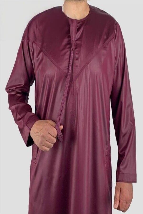 Qamis émirati bordeaux tissu précious
