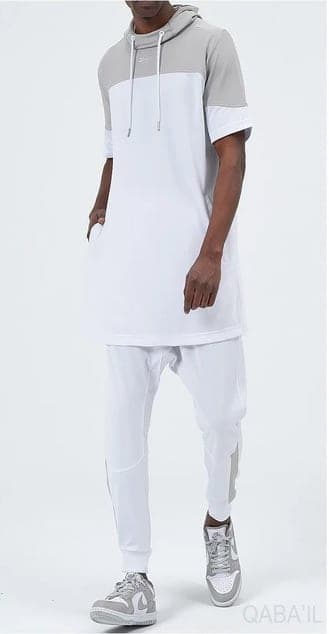 Ensemble delta QC manches courtes blanc et gris - Qaba'il