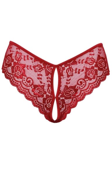 Shorty fendu dentelle rouge - Cottelli Lingerie M