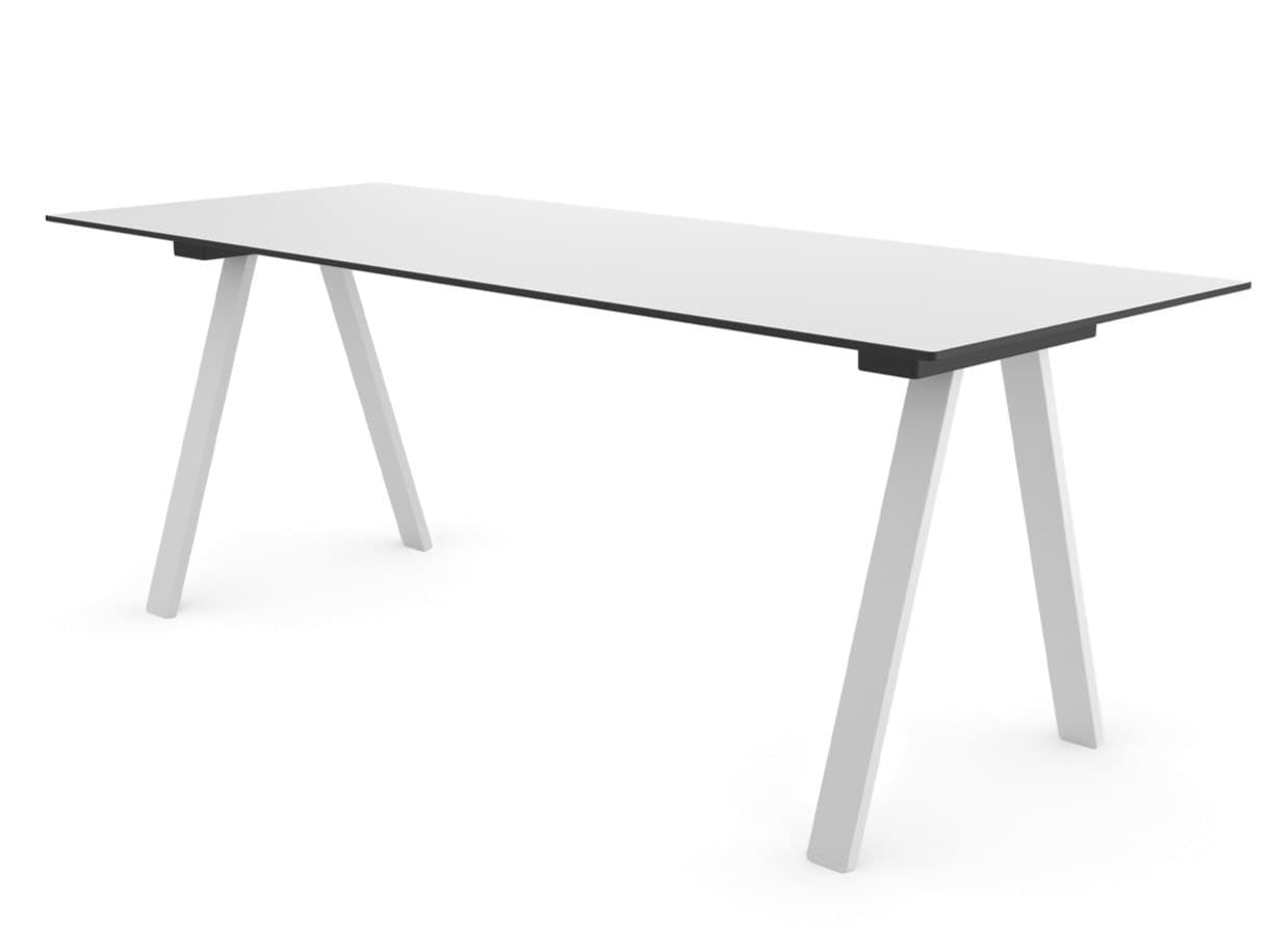 Table pour collectivités, Cafés Hôtels Restaurants, accessibles PMR - Métal vernis blanc - HPL noir laqué - 2400mm x 900mm