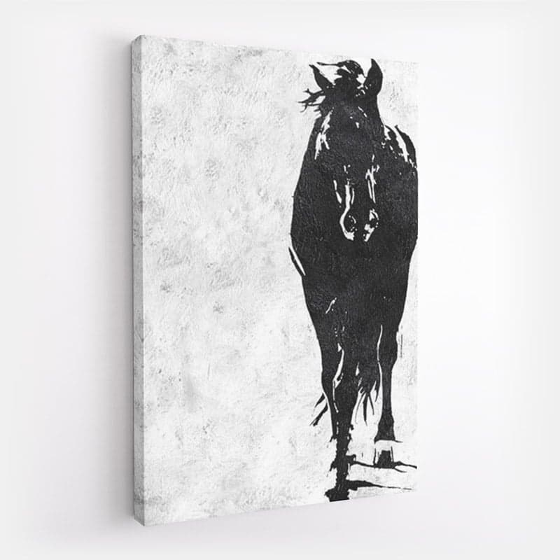 Peinture Cheval Noir et Blanc Toile seule 120x240cm