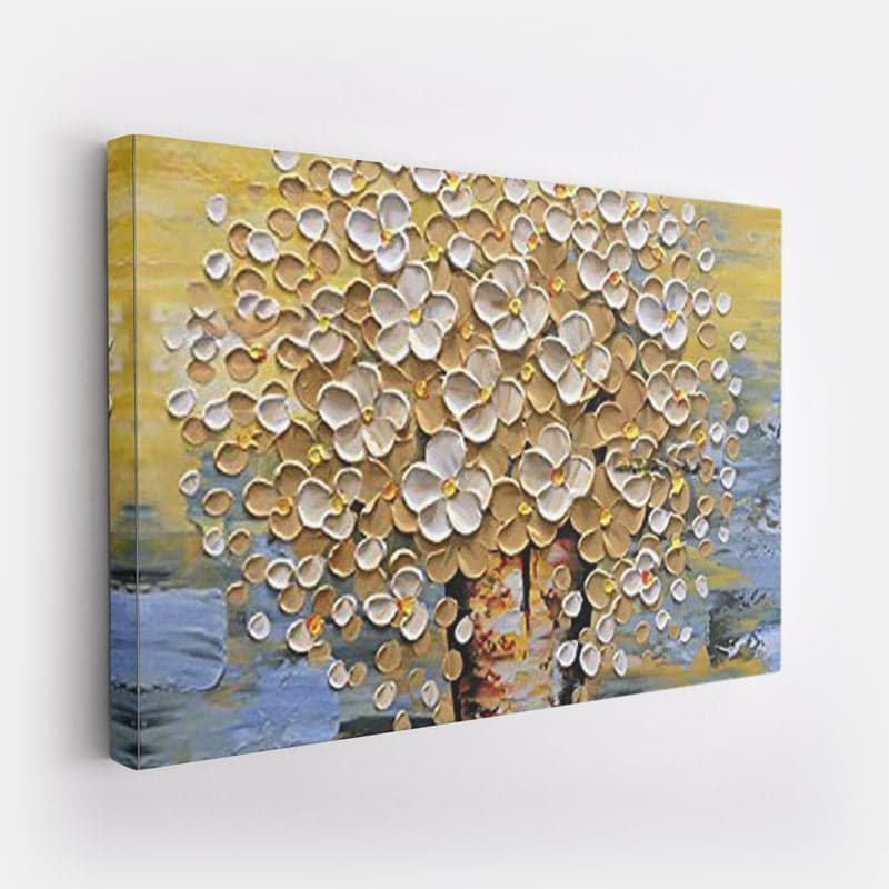 Peinture fleur blanche Toile seule 60x60cm