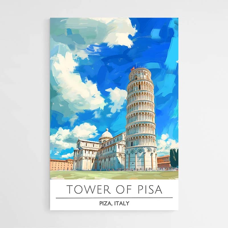 Affiche Voyage Tour de Pise Tableau monté sur châssis 20x30