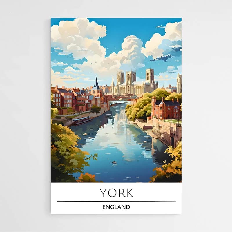 Affiche Voyage York Tableau avec cadre flottant 40x60