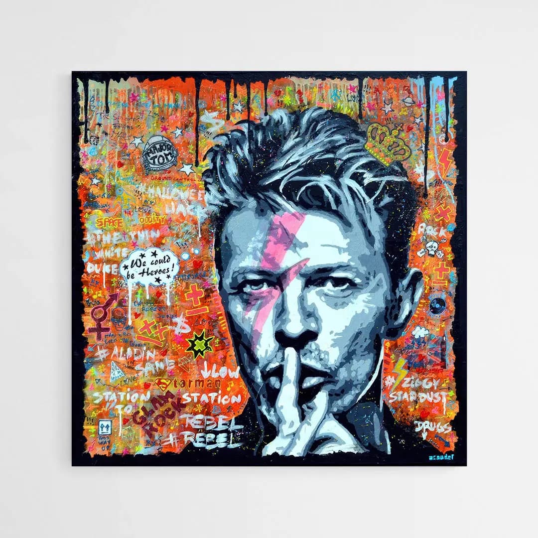Tableau David Bowie Street Art Tableau monté sur châssis 80x80