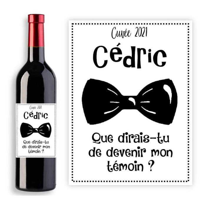 Étiquette personnalisable pour bouteille de vin ou champagne – Demande témoin de mariage