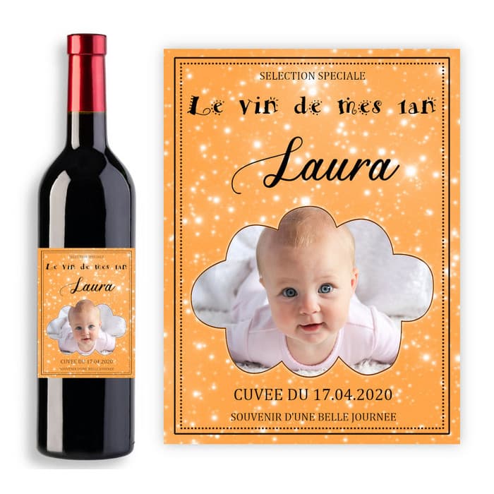 Étiquette bouteille de vin personnalisable avec photo pour anniversaire enfant