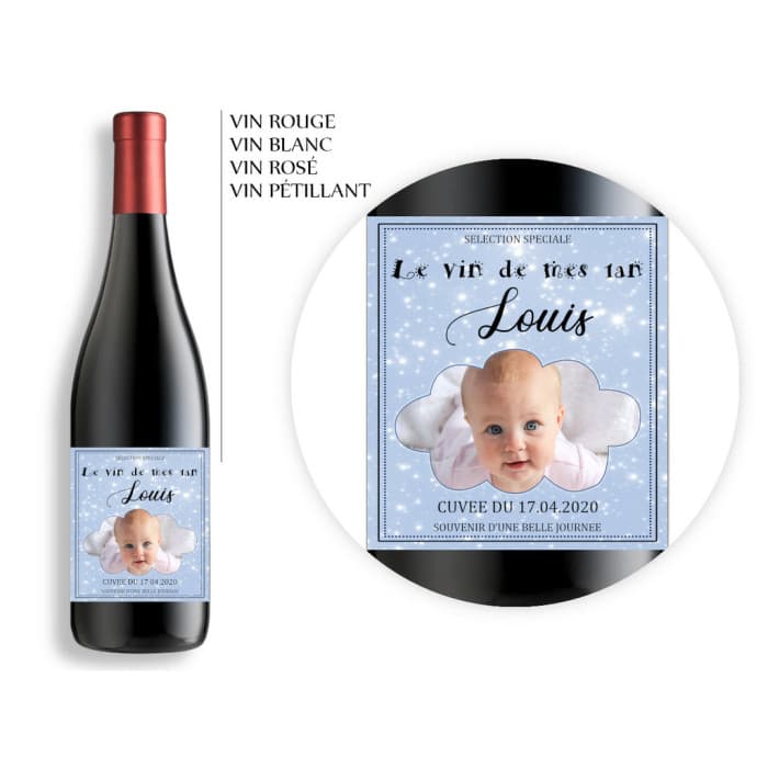 Bouteille de bière ou vin personnalisable avec photo anniversaire enfant