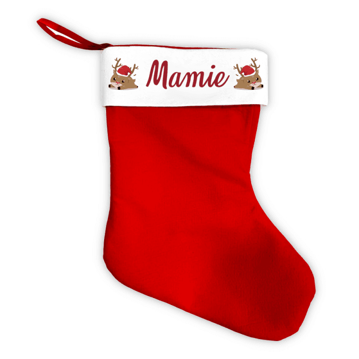 Chaussette/botte de Noël personnalisable renne
