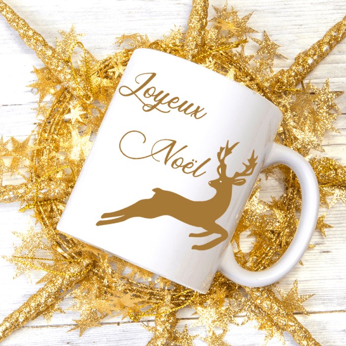 Mug Noël personnalisé renne or
