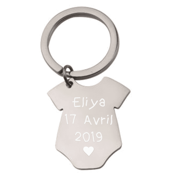Porte-clé body naissance gravé