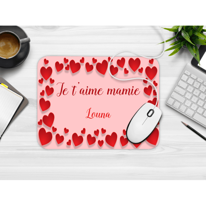 Tapis de souris coeur personnalisable avec message