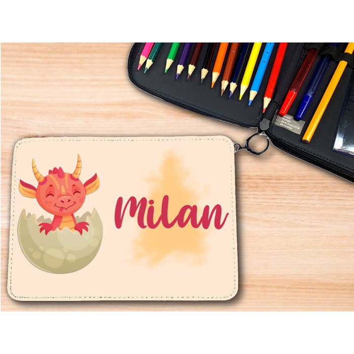 Trousse personnalisable remplie de crayons modèle dragon