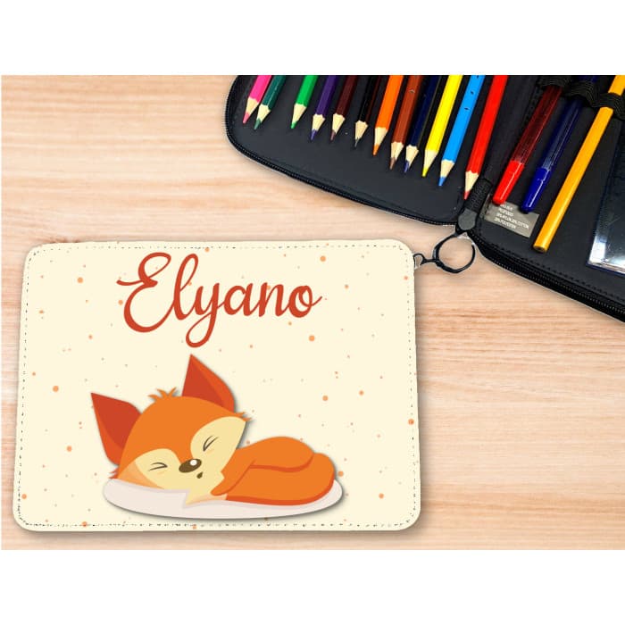 Trousse personnalisable remplie de crayons modĂšle renard