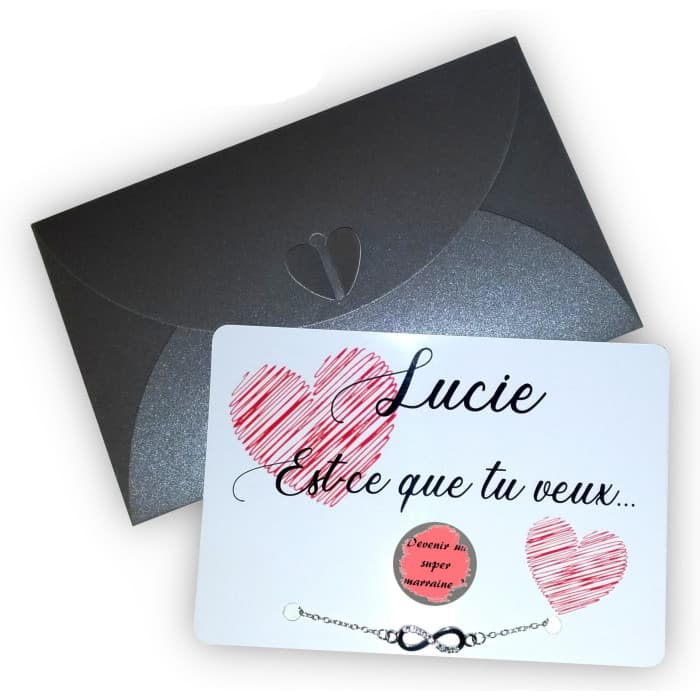 Carte à gratter personnalisable avec bijou – Demande future marraine