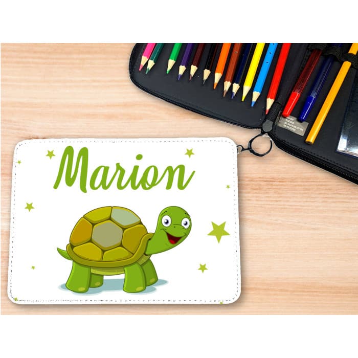 Trousse personnalisable remplie de crayons modĂšle tortue