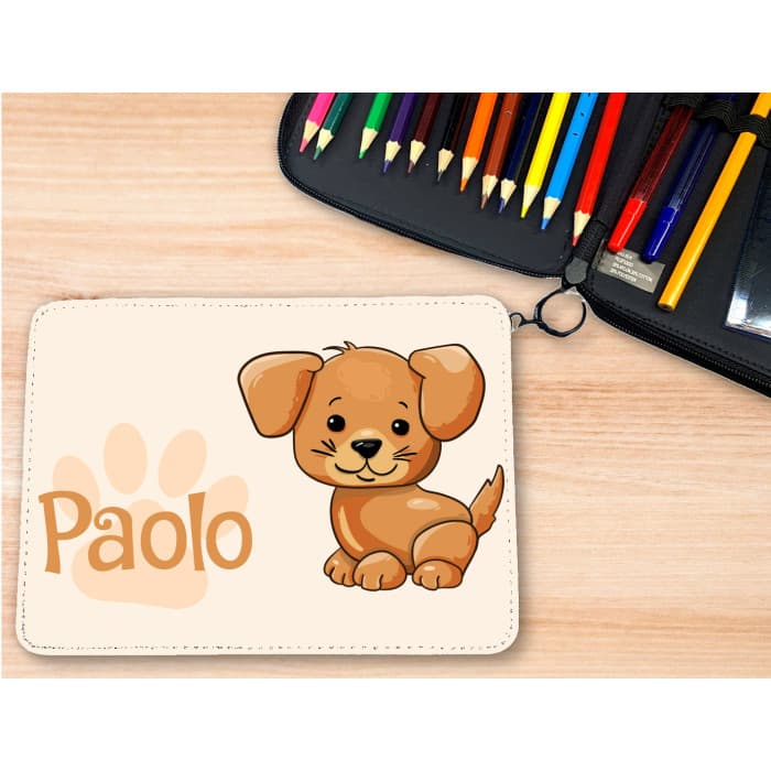 Trousse personnalisable remplie de crayons modĂšle chien