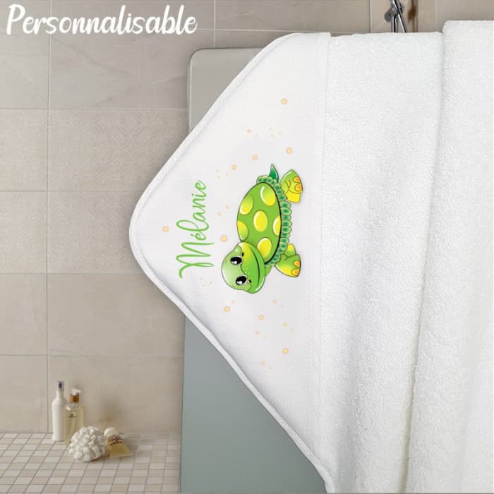 Cape de bain en éponge personnalisable modèle tortue