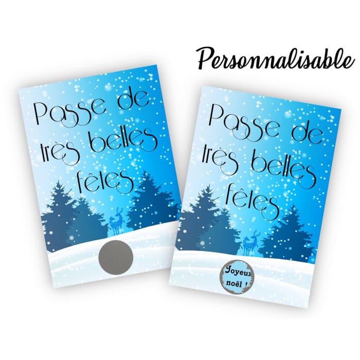 Carte à gratter Noël personnalisable pour une annonce originale modèle neige