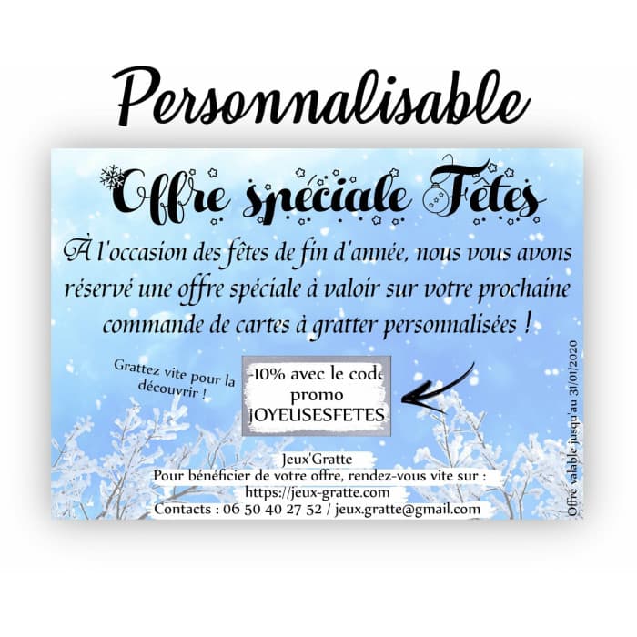 Flyer à gratter avec case à gratter pour une action commerciale originale 3 modèles bleus