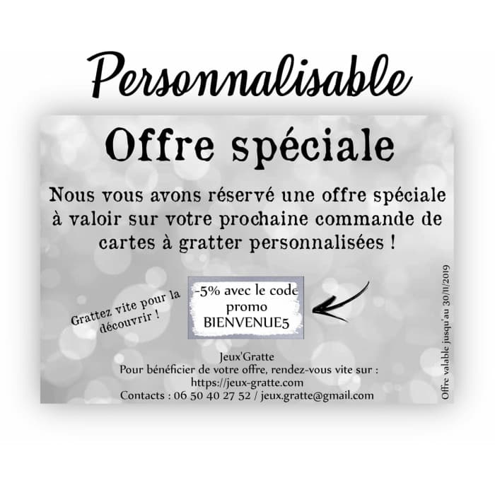 Flyer à gratter avec case à gratter pour une action commerciale originale modèle rose ou gris