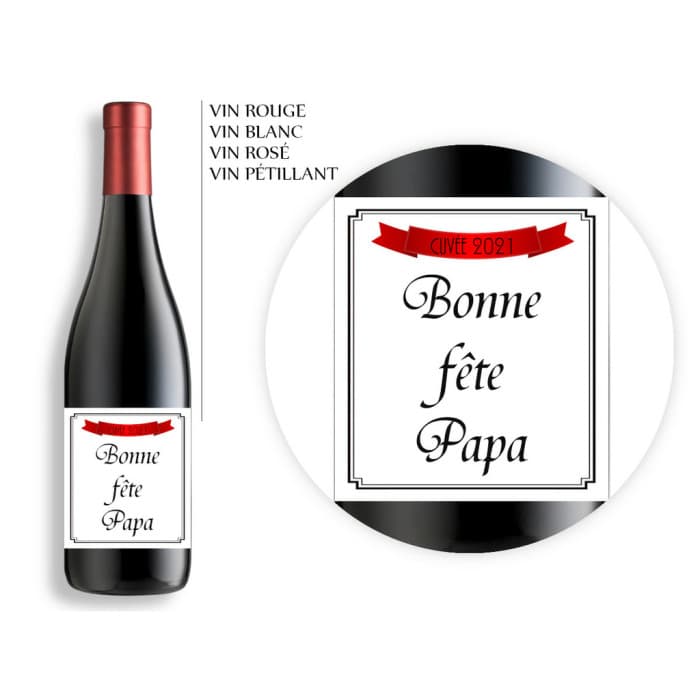 Bouteille de bière ou vin personnalisée fête des pères