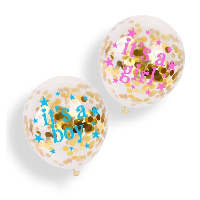 Ballon fille ou garçon avec confettis pour une annonce originale du sexe de bébé
