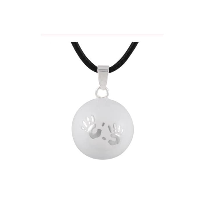 Bola de grossesse modèle petites mains blanc et argent
