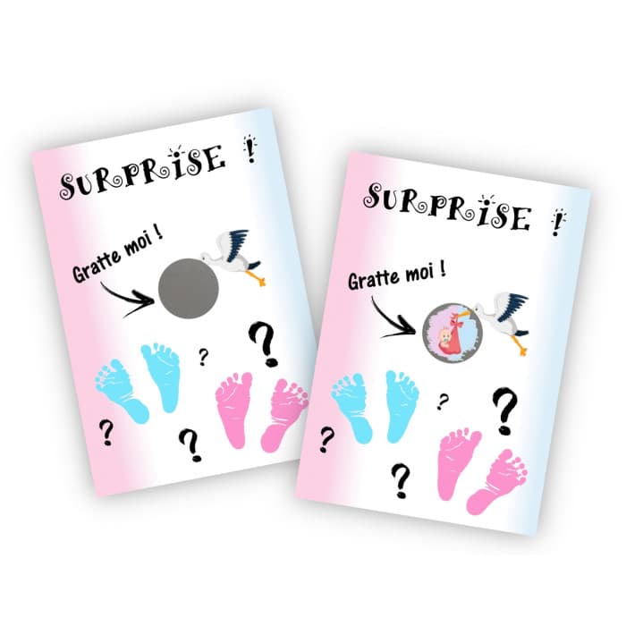 Carte à gratter personnalisée – Cigogne fille pour une annonce originale