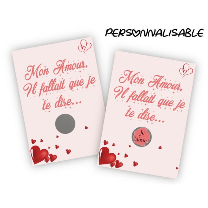 Carte à gratter personnalisable – Déclaration d'amour