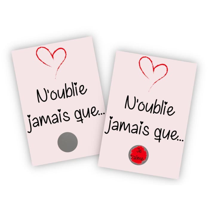 Carte à gratter personnalisée – "N'oublie jamais que Je t'aime" pour une déclaration d'amour originale