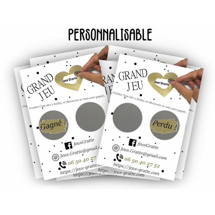 Lot de 50 cartes à gratter personnalisables – Modèle Or 2 Bulles, Actions commerciales