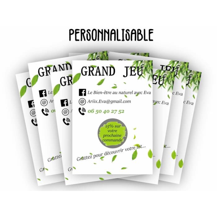 Lot de 50 cartes à gratter personnalisables – Action commerciale originale, Modèle Nature