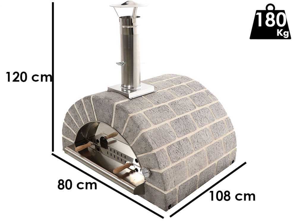 AgriEuro FAMILY STONE – Holzbackofen für den Außenbereich – grau – 4 Pizzen – 80X60