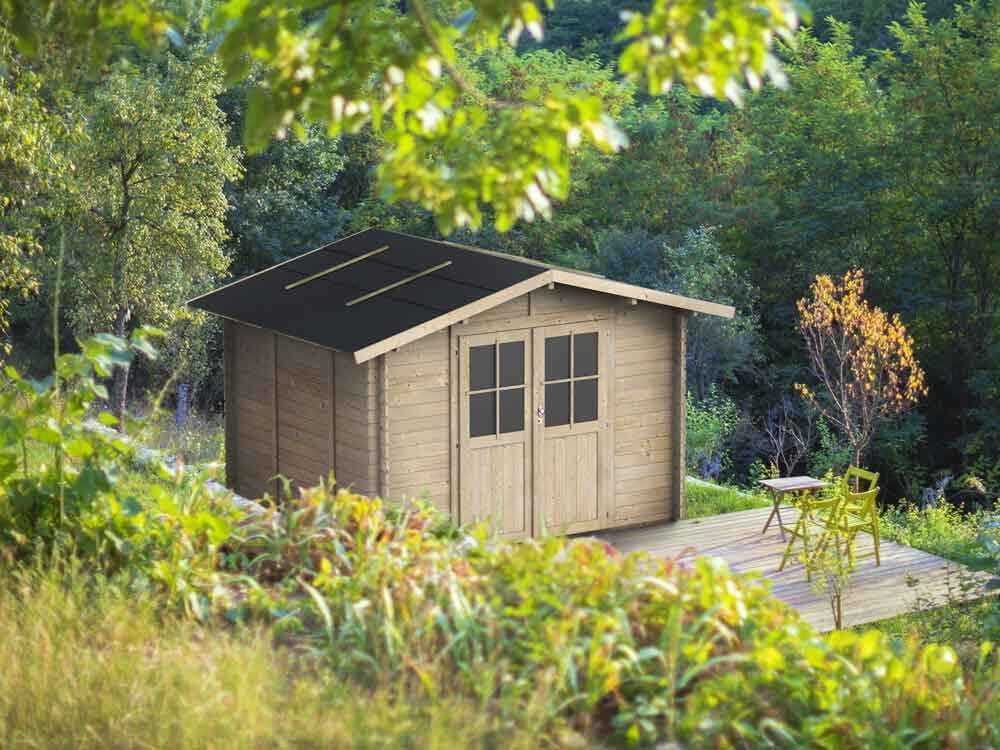 Alce Opera 254×276 – Gerätehaus aus Holz – Mit Fenstern und Doppelflügeltür – 254x276x218 cm