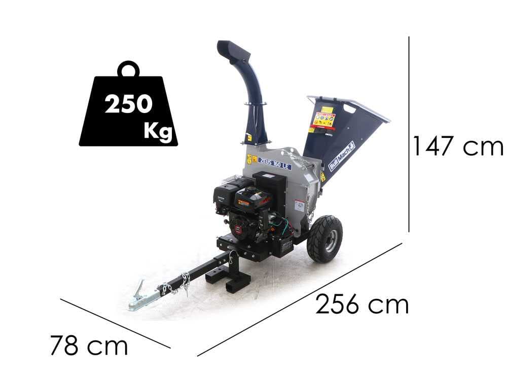 BullMach ZEUS 160 LE – Benzin-Häcksler mit Anhängerkupplung – Loncin 420 cm³ – E-Starter
