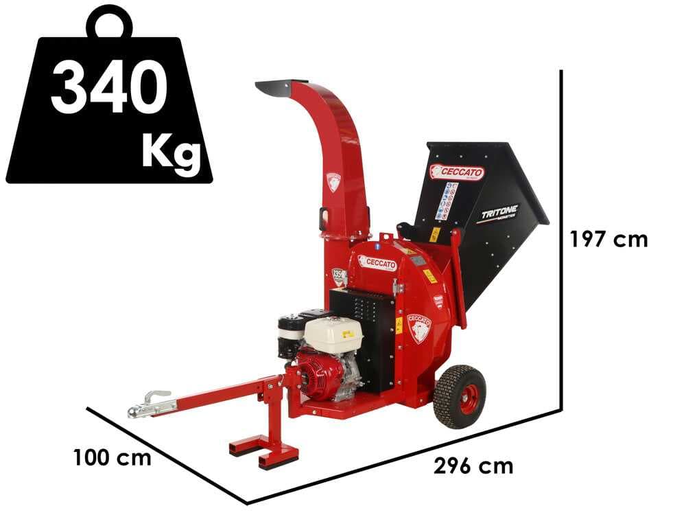Ceccato Tritone Monster – Benzin-Häcksler mit Anhängerkupplung – Motor Honda GX390