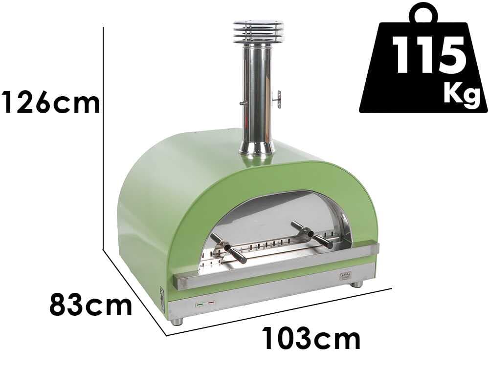 Clementi Gold – Holzbackofen für Pizza – Backfläche 80 x 60 – 4 Pizzen – Grün