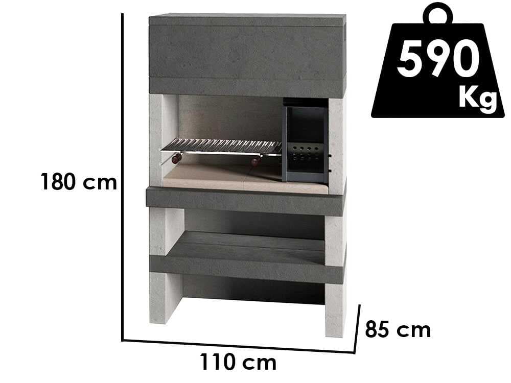 Edilmark KUBO – Grillkamin für Holz und Holzbackofen – Feuerstelle rechts