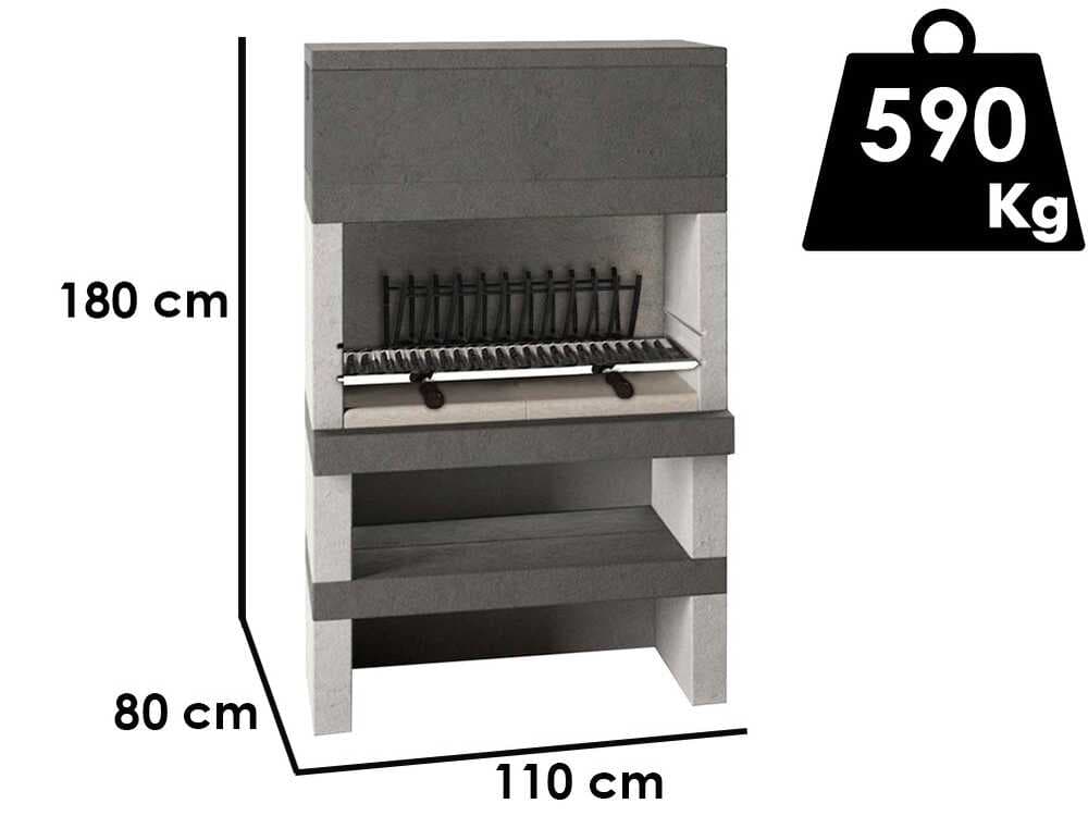 Edilmark KUBO – Grillkamin für Holz und Holzbackofen – Hintere Feuerstelle