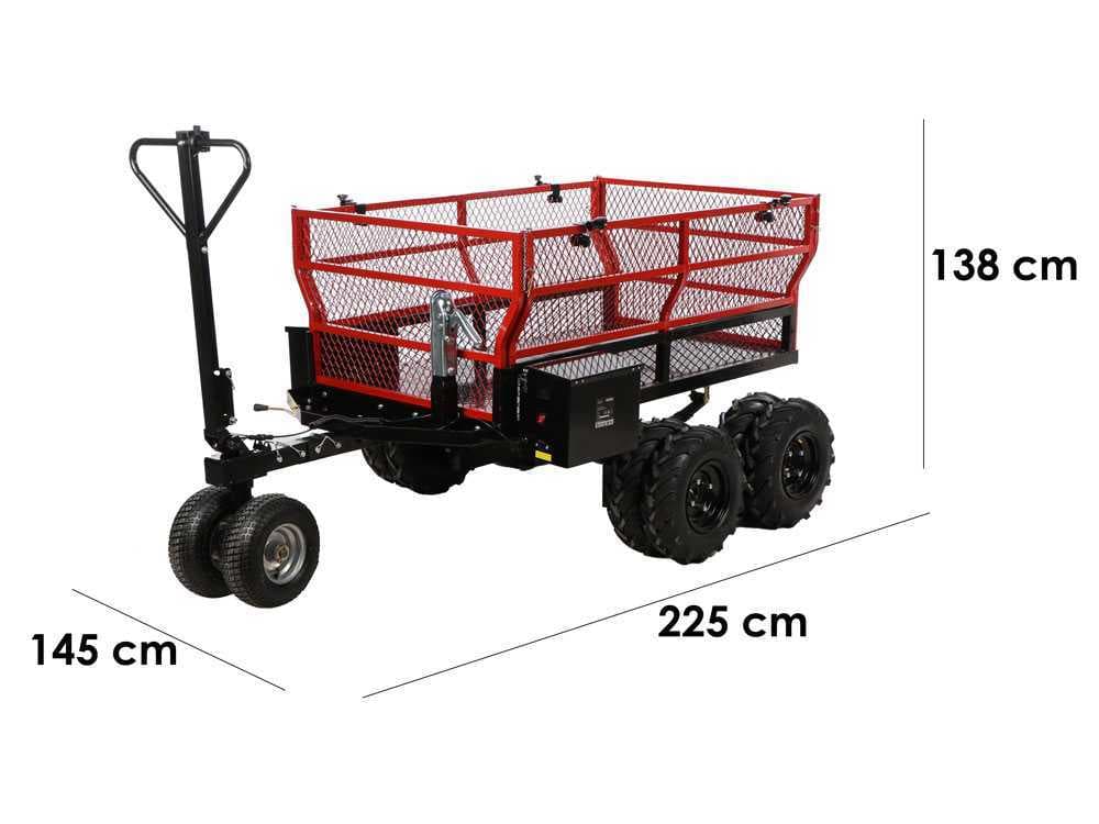 GeoTech-Pro E-Truck 600 – Batteriebetriebene Schubkarre mit Anhänger – Akku 48V 15Ah