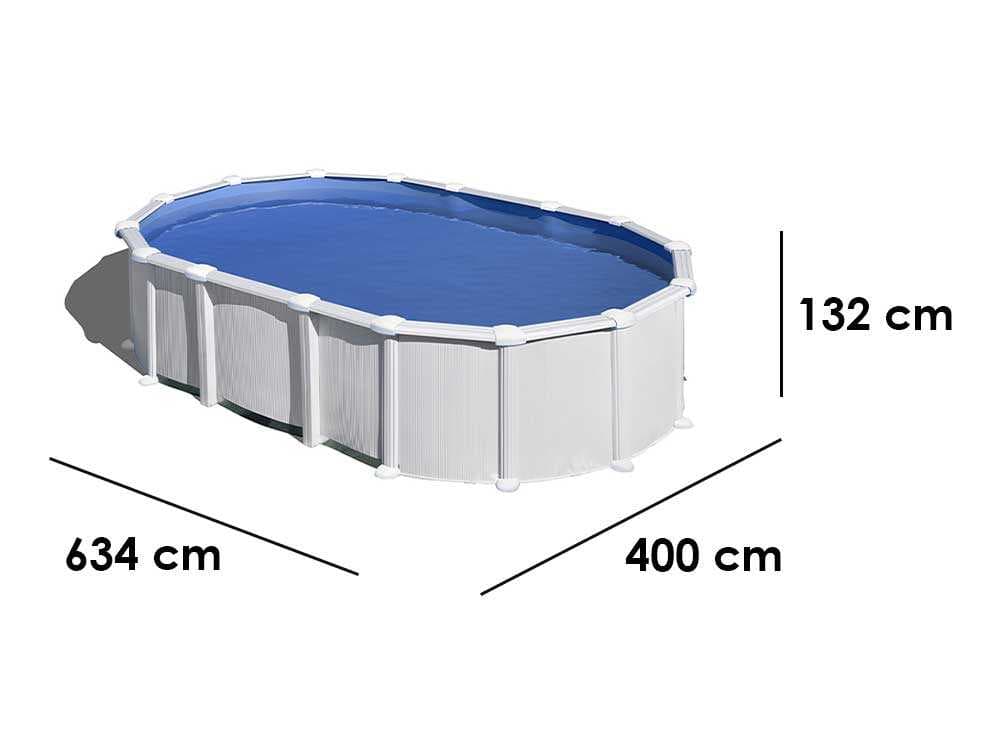 Gre Haiti Oval 610x375x132cm – Oberirdischer Stahlpool – mit unterirdischen Stäben